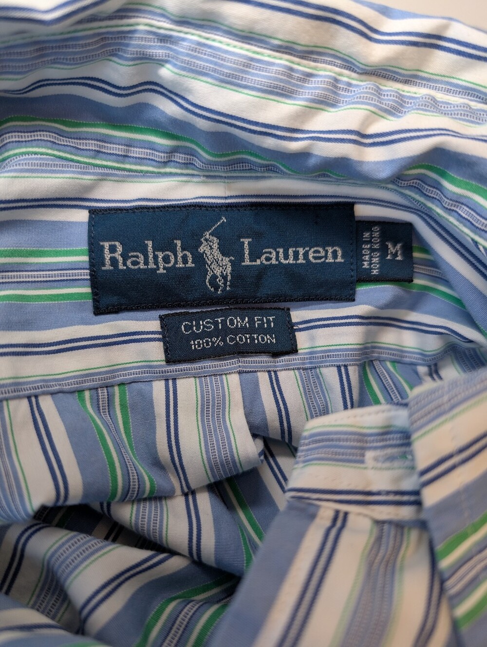Ralph Lauren Blue White Green Striped Button-Down Shirt - Picture 8 of 11